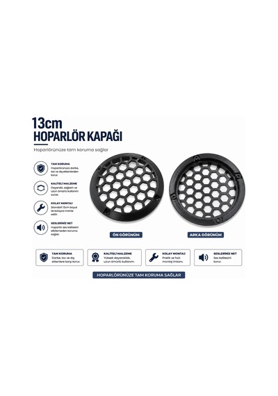 13cm Hoparlör Kapağı - Plastik Kaliteli Midrange Hoparlör Kapak 13 Cm - 2 Adet