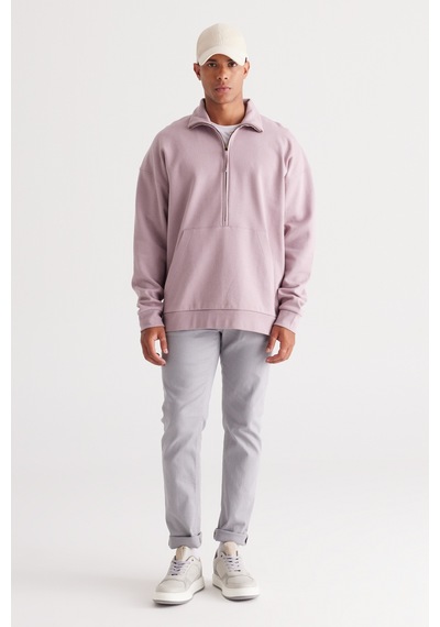 AC&Co / Altınyıldız Classics Erkek Gul Kurusu Oversize Bol Kesim Bato Yaka Pamuklu Sweatshirt Gül Kurusu AC&Co / Altınyıldız Classics Erkek Gul Kurusu Oversize Bol Kesim Bato Yaka Pamuklu Sweatshirt Gül Kurusu