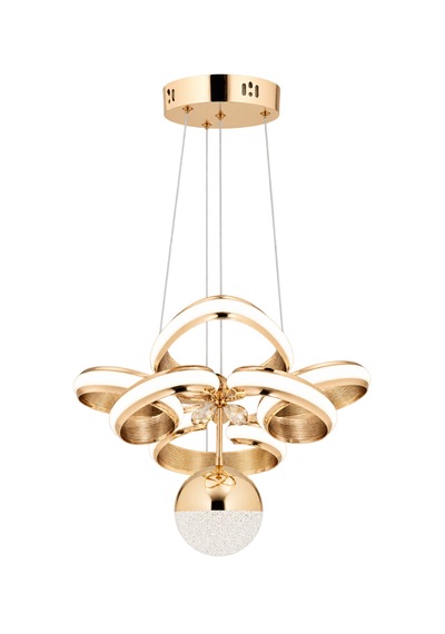 Çizgili Kasa Leydi Power Led Avize Rose Gold Modern Dekoratif Halka Tasarımlı Salon Ve Yemek Odası Aydınlatma
