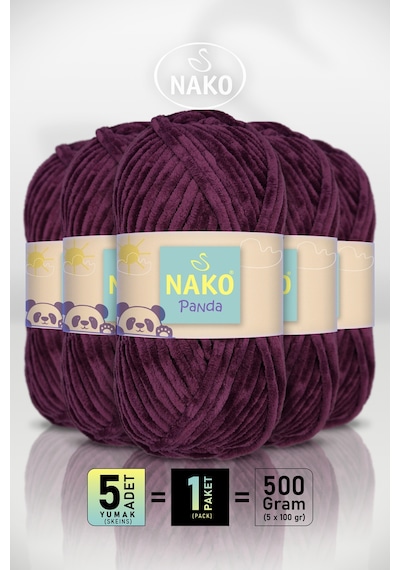 Panda - Vişne Çürüğü 3098 - 5'li Paket - 100gr/120m - Kadife El Örgü İpi - Amigurumi Punch İpi