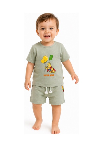 Haribo Bebek T-shirt Şort Takım Haki Erkek