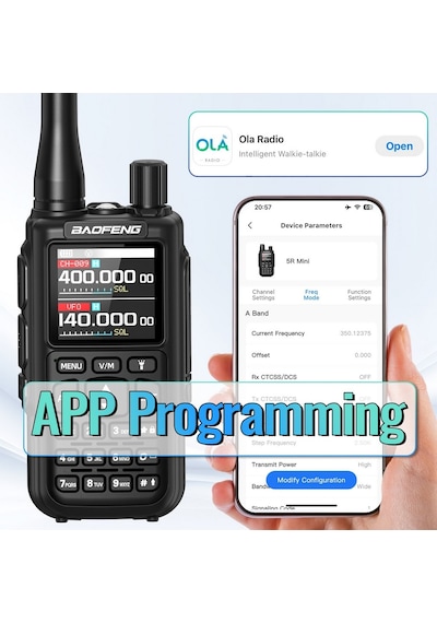Baofeng Mını-5 Dual Band El Telsizi 2200mah Type-c Bataryalı Bluetooth Programlama Siyah