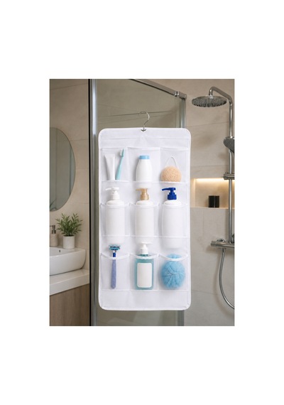8 Cepli Askılı File Duş Ve Banyo Düzenleyici Asılabilir Pratik Organizer Beyaz