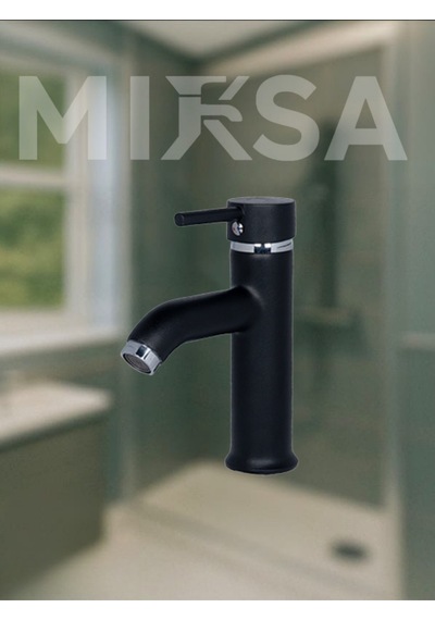 Siyah-krom Sabit Banyo Lavabo Musluğu Bataryası