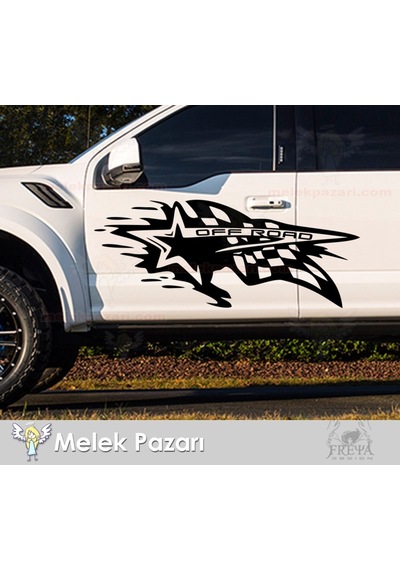 2 Adet - Damalı Yarış Bayrağı Off Road Jeep Sticker