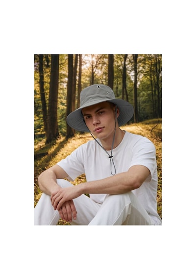 Giyu Shop Unisex Uv Korumalı Geniş Kenarlı Katlanabilir Safari Outdoor Bonnie Yürüyüş Ve Plaj Şapkası Gri