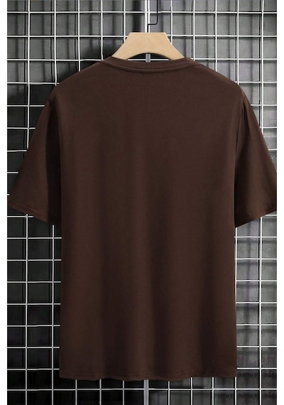 Uyguntarz Erkek Los Angles Baskılı Oversize Tshirt Kahverengi
