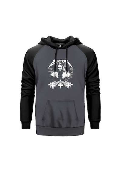 Metallica Cliff Burton Face Gri Renk Reglan Kol Sweatshirt Gri