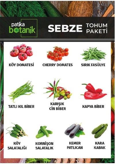 Patika Botanik 10 Çeşit Sebze Tohum Paketi 1000+ Tohum