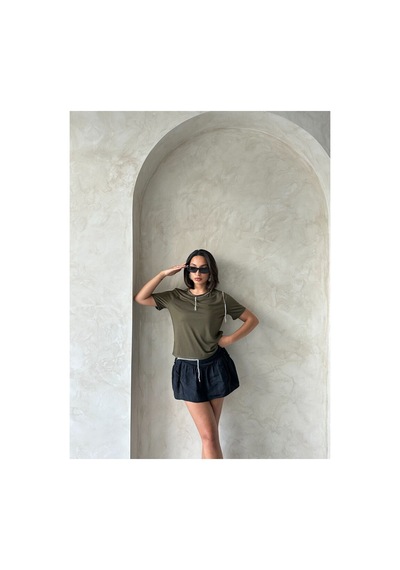Verymoda Çoban Dikişli Tişört D2629 Haki