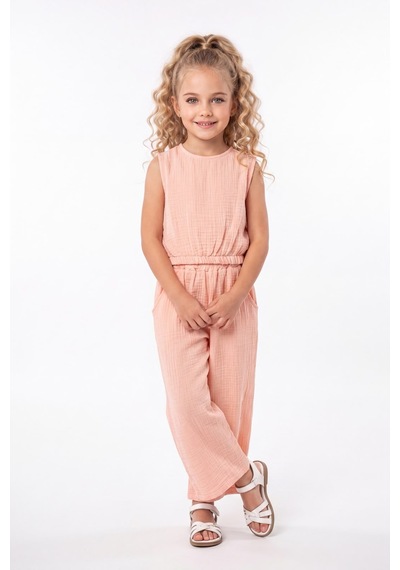 Mnk Baby & Kids Kız Çocuk Pamuklu Müslin Rahat Takım M00826 Somon