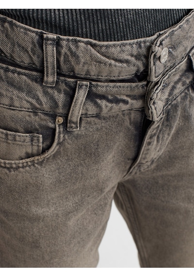 Dilvin Çift Kemerli Stright Denim Pantolon Antrasit