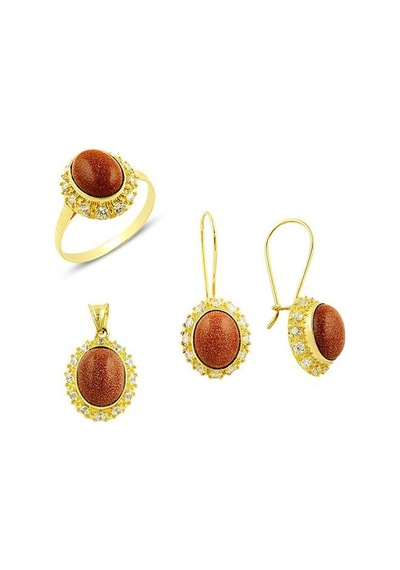 Akik Taşlı Set 9.00 Gram 14 Ayar Altın