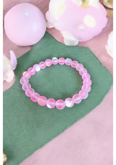 Pembe Termal Kuvars Taşı Bileklik Orijinal Gerçek Doğal Taş Renkli Bileklik Pembe Pembe