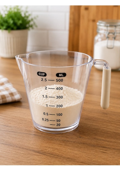 500 Ml Ölçü Kabı Ölçekli Şeffaf Dereceli Mutfak Ölçü Bardağı Cup Ve Ml Ölçülü Kulplu Çok Renkli