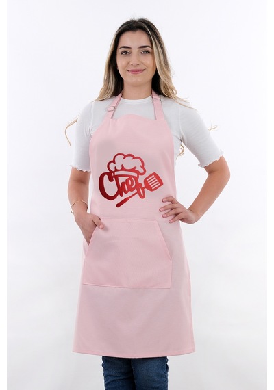 Unisex Master Chef Kanguru Model Mutfak Önlüğü Pembe
