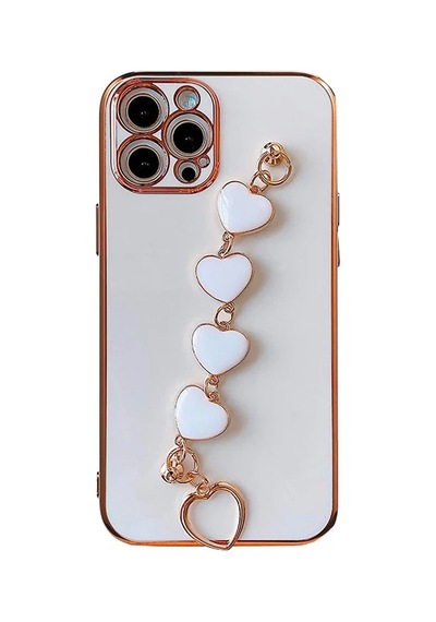 Ally Apple iPhone Uyumlu 11 Pro Max 6.5inç Kılıf Kalp Bileklik Tutuculu Lüx Silikon Askılı Kılıf- 5775 Mor