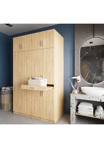 Modena Çamaşır Ve Kurutma Makinesi Dolabı Banyo Dolabı Meşe Meşe Modena Çamaşır Ve Kurutma Makinesi Dolabı Banyo Dolabı Meşe Meşe