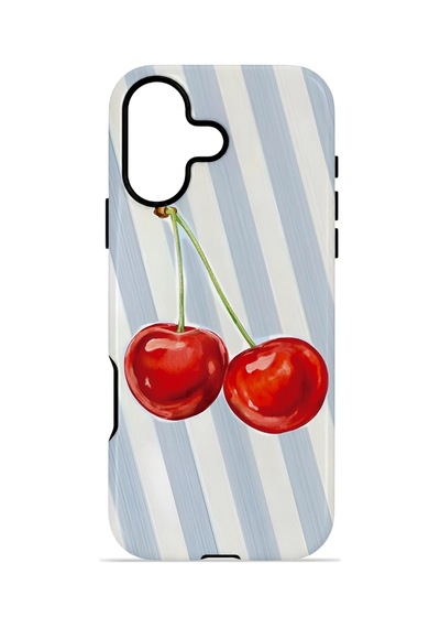 Apple iPhone Uyumlu 17 Vorian Çift Katmanlı Magsafe Kılıf Cherry Blue Stripe