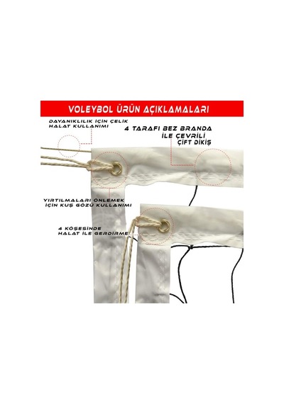 Voleybol Filesi Polyamid İp Okul Tipi Prof 2 Mm. 10X10