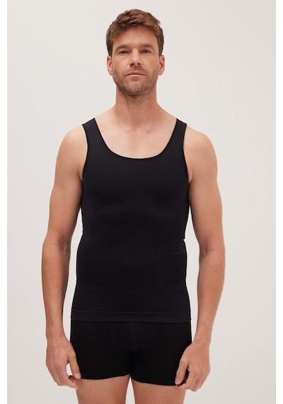 Tudors Erkek Süper Slim Fit Extra Dar Kesim Lastikli Siyah Atlet Korse-41685 Siyah