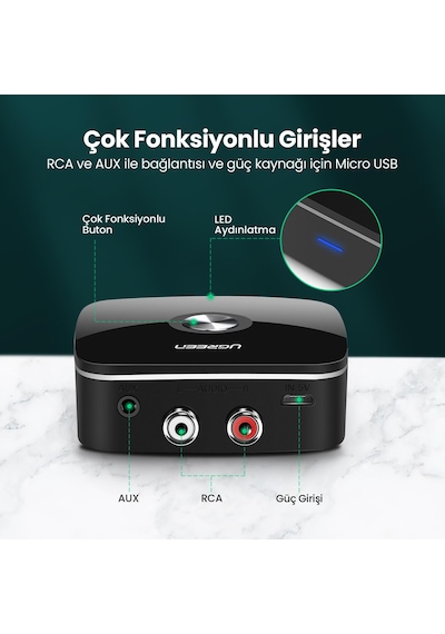 Ugreen HiFi Bluetooth 5.0 RCA 3.5mm Aux Ses Adaptörü