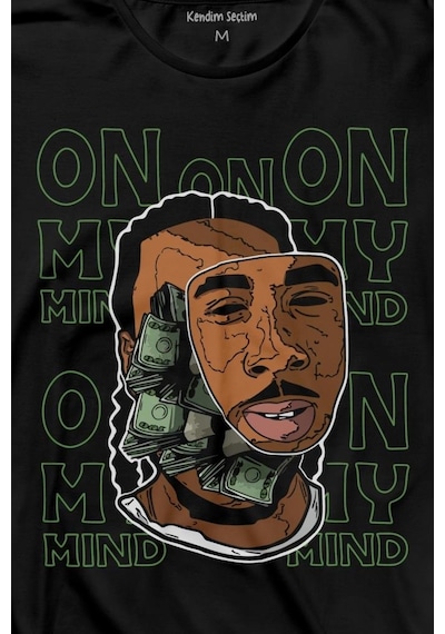 Money Aklımda On My Mid Uzun Kollu Tişört Baskılı T-shirt 001