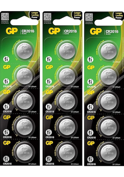 GP CR2016 3V Lityum Kartela Düğme Pil 5 x 3'lü