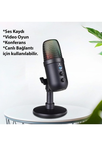 Triline Profesyonel Kardioid Rgb Oyuncu Stüdyo Kayıt Kablolu Podc