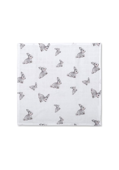 % 100 Pamuk Müslin Bebek Omuz Bezi 5 Li Iconique Lapin - Gri Tavşan Desenli Clothmp3501