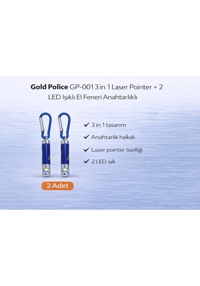 Gold Gp-001 3 İn 1 Lazer + 2 Led Işıklı El Feneri Anahtarlıklı 2 Adet