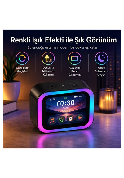 Yapay Zeka Sesli Asistan Destekli Akıllı Bluetooth Hoparlör Dokunmatik