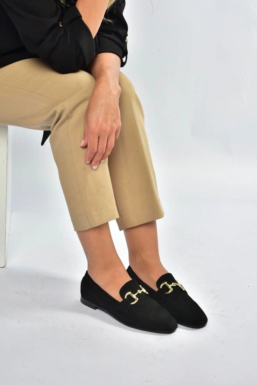 Fox Shoes V780161202 Siyah Süet Günlük Kadın Ayakkabı Siyah-süet