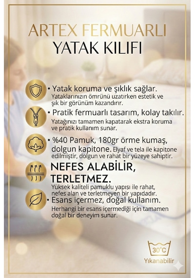 Kılıf İnci 150x200 Yatak Kılıfı Koruyucusu Yatak Örtüsü Fermuarlı Kapitone Zippered Mattress Cover Çift Kişilik Beyaz 150 x 200
