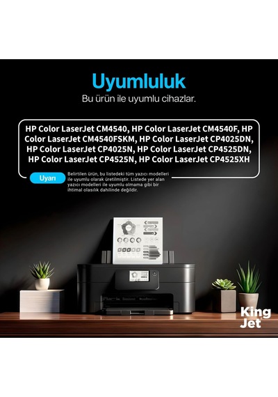 Kingjet Hp Uyumlu  Ce260x 649x Siyah Yüksek Kapasiteli Tekli Çipli Uyumlu  Toner Cp4025n