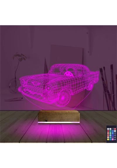 Luvivia Klasik Araba 3d Lamba - Masa Gece Lambası V2 Şeffaf