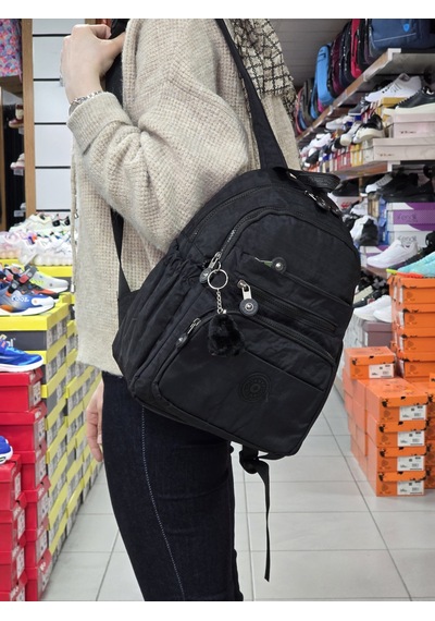 My Polo 2113-8745 Kadın Krinkıl Kumaş Çok Gözlü Astarlı Petli Su Siyah
