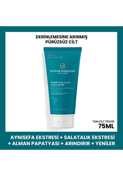 Bahar Babacan Kaolin Kili ve Alman Papatyası Özlü Siyah Nokta Karşıtı Kil Maskesi 75 ML