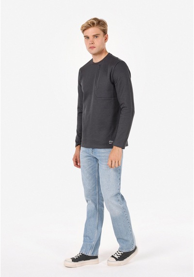 Colin's Colins Regular Fit Yuvarlak Yaka Düz Erkek Antrasit Uzun Kol Tişört Cl1070971 Q1.v2 Ant Antrasit