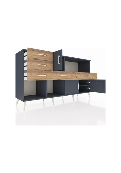 Hyperion Konsol 2 Raflı 5 Çekmeceli 3 Kapaklı 176x44x99 Antrasit- Antrasit-antrasit/çam Hyperion Konsol 2 Raflı 5 Çekmeceli 3 Kapaklı 176x44x99 Antrasit- Antrasit-antrasit/çam
