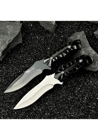 Valkyrie 26 Cm Büyük Boy Çelik Sabit Bıçak Outdoor Kamp Av Bıçağı + Kılıf Ergonomik Paslanmaz Çelik Siyah Siyah