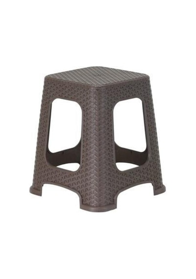 Star Rattan Plastik Tabure 4 Adet Kahverengi