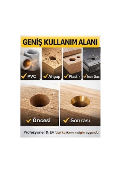 Freed Tools Plastik Boru Açma Pvc Pprc Boru Tamir Delme Genişletme Onarımı İçin 3lü Havşa Seti
