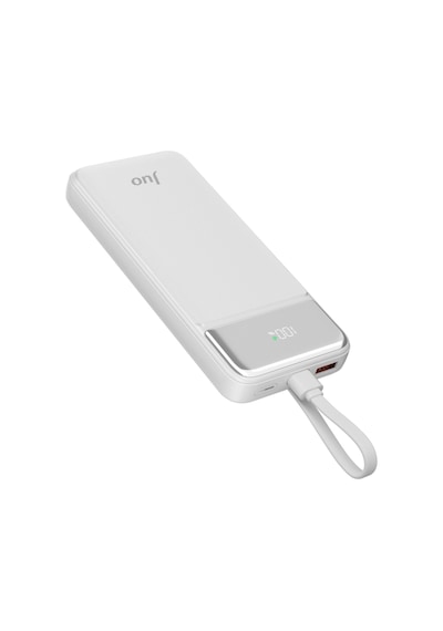 10000mah 22.5w Led Ekranlı Lightning Ve Type-c Kablolu Powerbank Taşınabilir Hızlı Şarj Cihazı Beyaz