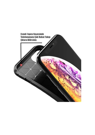 Xiaomi Mi 9 Lite Karbon Desenli Negro Silikon Kılıf Siyah