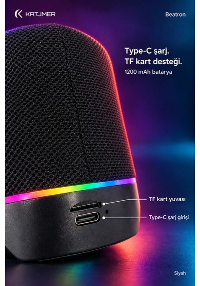 Spbtrn-001 Beatron Manyetik Ayrılabilir Bluetooth 5.4 Hoparlör 2 5 W, Tws, Tf Kart, Işıklı Siyah