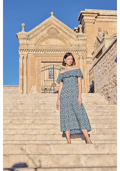 Monamise Kadın Çiçek Desenli Elbise 23020