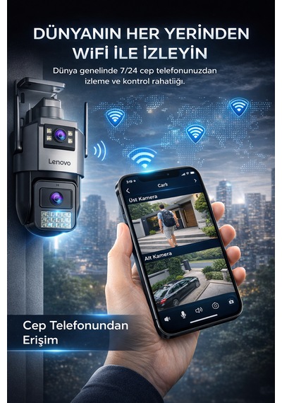 2 Kameralı 10mp Wifili Ultra Renkli Gece Görüşlü Hareket Takipli Güvenlik Kamerası
