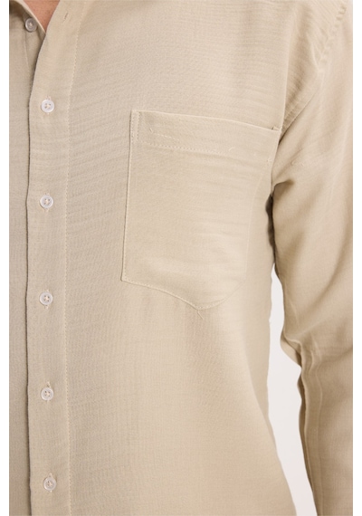 Tudors Erkek Relax Fit Rahat Kesim Oversize Müslin Viskon Pamuklu Tek Cepli Düz Bej Gömlek-42674 Tudors Erkek Relax Fit Rahat Kesim Oversize Müslin Viskon Pamuklu Tek Cepli Düz Bej Gömlek-42674