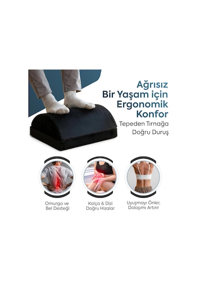 - Ergonomik Ayak Yastığı Desteği Sünger Ayak Dinlendirme Yastığı, Ofis Ve Ev Kullanımı İçin R Siyah
